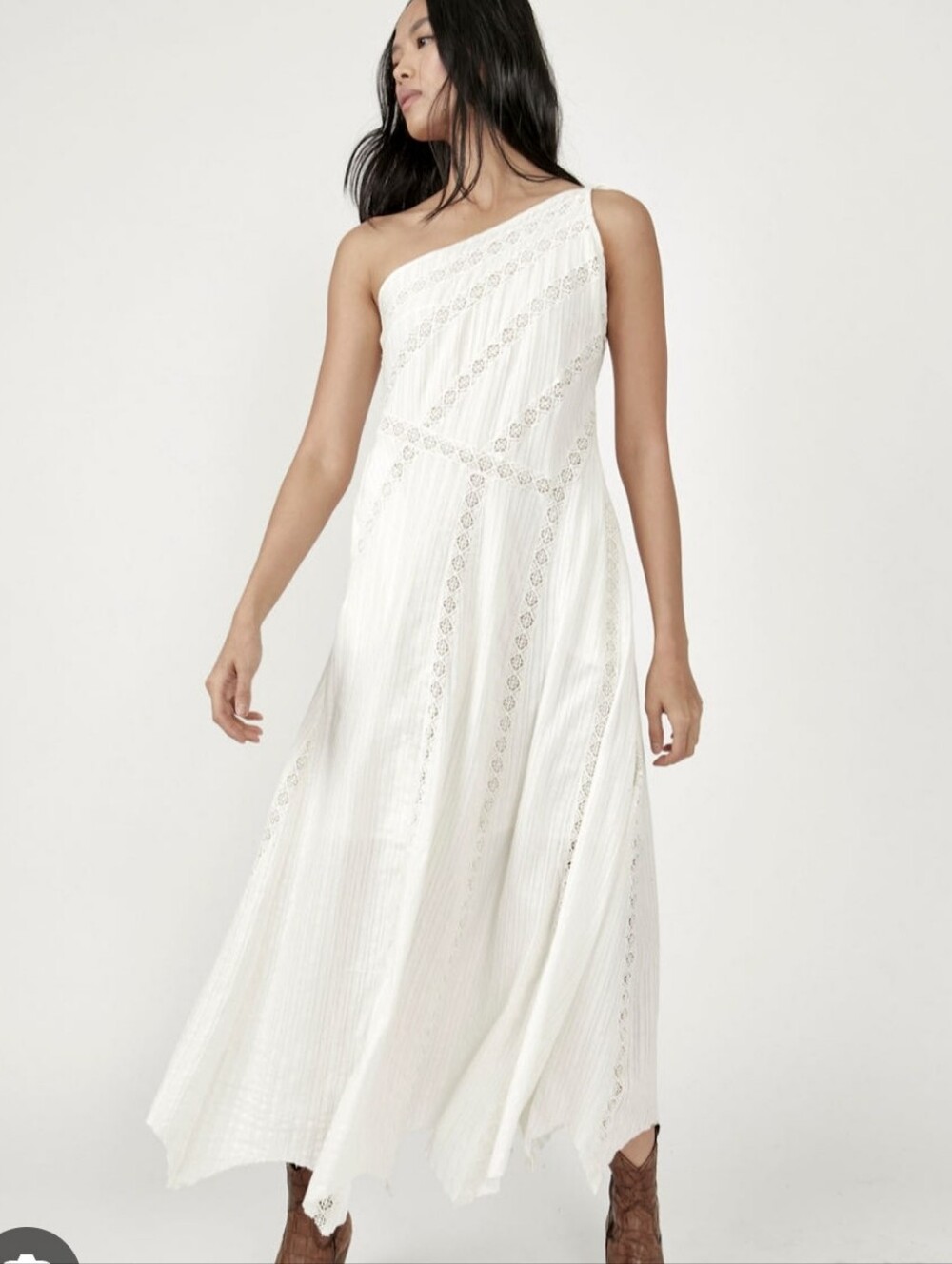 Free People "Bella" cotton one shoulder maxi dress ( Fits M)